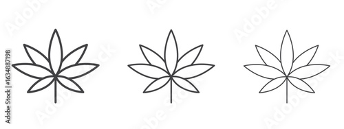 Weed icon in line art doodle style. Editable stroke outline sign, eps 10