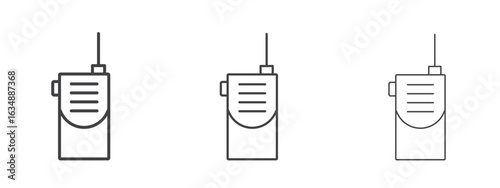 Walkie talkie icon in line art doodle style. Editable stroke outline sign, eps 10