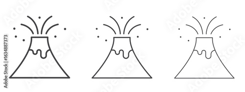 Volcano eruption icon in line art doodle style. Editable stroke outline sign, eps 10