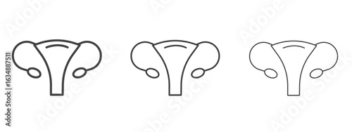 Uterus icon in line art doodle style. Editable stroke outline sign, eps 10