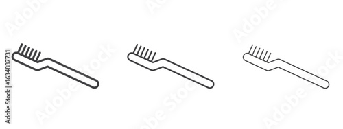 Toothbrush icon in line art doodle style. Editable stroke outline sign, eps 10