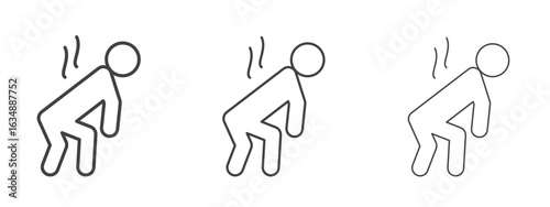 Tired icon in line art doodle style. Editable stroke outline sign, eps 10