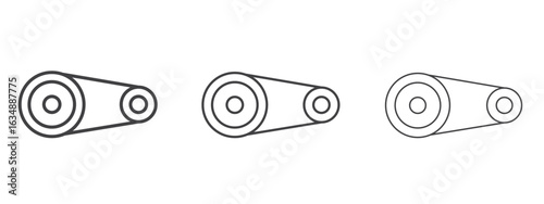 Timing belt icon in line art doodle style. Editable stroke outline sign, eps 10