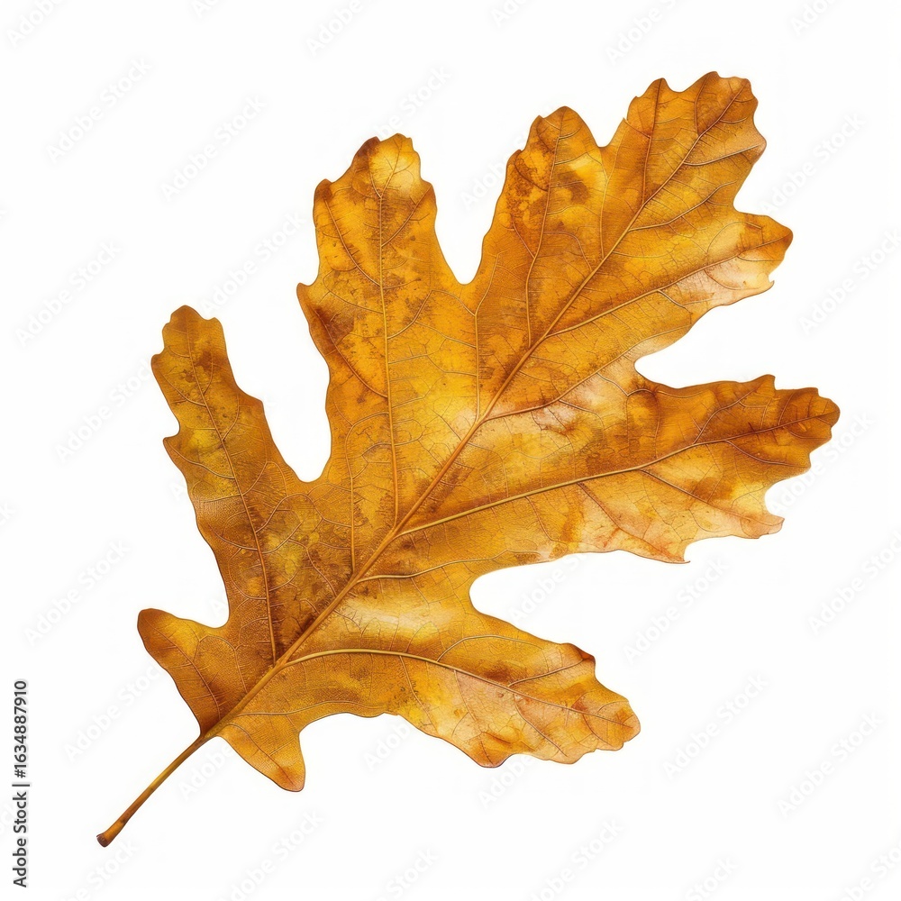 Fototapeta premium Golden autumn oak leaf isolated