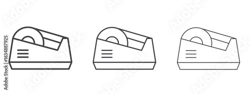Tape dispenser icon in line art doodle style. Editable stroke outline sign, eps 10