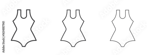 Swimsuit icon in line art doodle style. Editable stroke outline sign, eps 10
