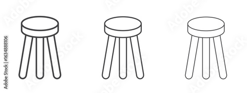 Stool icon in line art doodle style. Editable stroke outline sign, eps 10