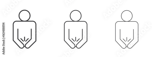 Stomachache icon in line art doodle style. Editable stroke outline sign, eps 10