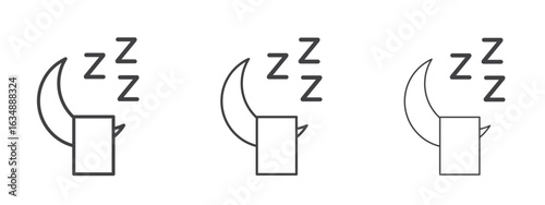Sleep icon in line art doodle style. Editable stroke outline sign, eps 10