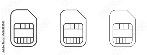 Sim card icon in line art doodle style. Editable stroke outline sign, eps 10