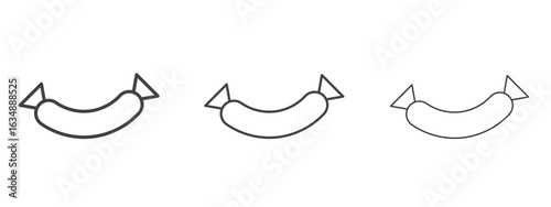 Sausage icon in line art doodle style. Editable stroke outline sign, eps 10