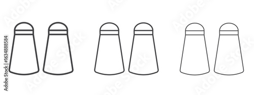 Salt and pepper shakers icon in line art doodle style. Editable stroke outline sign, eps 10