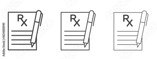 RX icon in line art doodle style. Editable stroke outline sign, eps 10