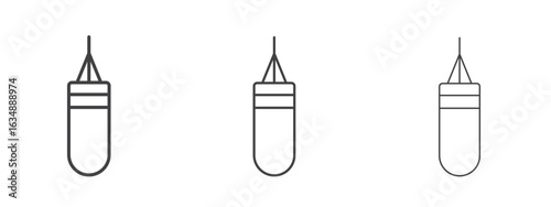 Punching bag icon in line art doodle style. Editable stroke outline sign, eps 10