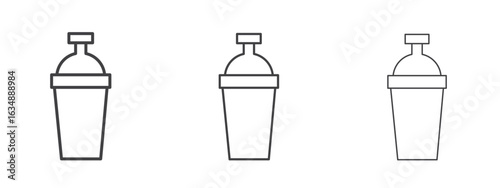 Protein shake icon in line art doodle style. Editable stroke outline sign, eps 10
