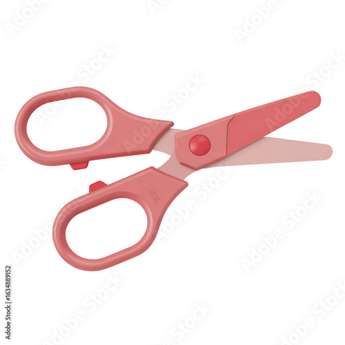 Pink children s safety scissors isolated on transparent background