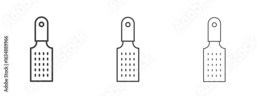 Microplane grater icon in line art doodle style. Editable stroke outline sign, eps 10