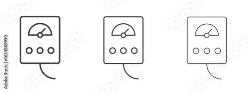 Meter icon in line art doodle style. Editable stroke outline sign, eps 10