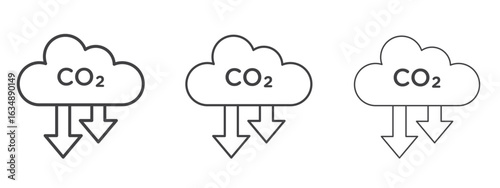Low carbon dioxide icon in line art doodle style. Editable stroke outline sign, eps 10