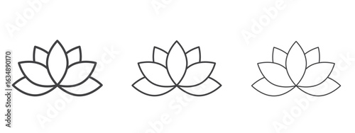 Lotus icon in line art doodle style. Editable stroke outline sign, eps 10