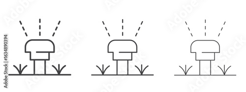 Lawn sprinkler icon in line art doodle style. Editable stroke outline sign, eps 10