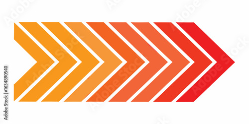 Gradient arrow progression with orange to red color transition