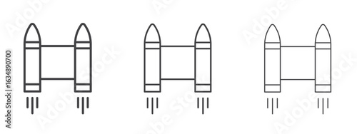 Jetpack icon in line art doodle style. Editable stroke outline sign, eps 10
