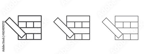 Jenga icon in line art doodle style. Editable stroke outline sign, eps 10