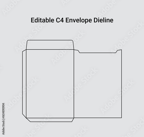 editable envelope die-line, editable C4 Envelope Die-line,  die-line template, C4 Envelope Die-line template