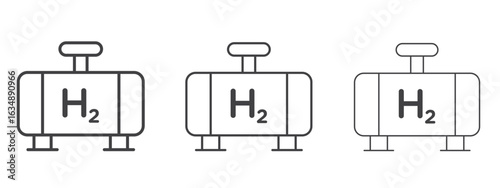 Hydrogen gas tank icon in line art doodle style. Editable stroke outline sign, eps 10