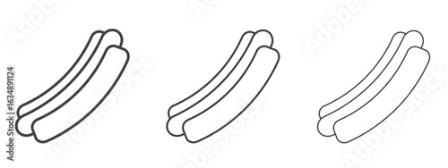 Hot dog icon in line art doodle style. Editable stroke outline sign, eps 10