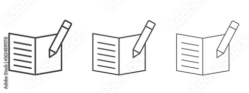 Homework icon in line art doodle style. Editable stroke outline sign, eps 10