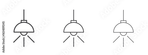 Hanging light icon in line art doodle style. Editable stroke outline sign, eps 10
