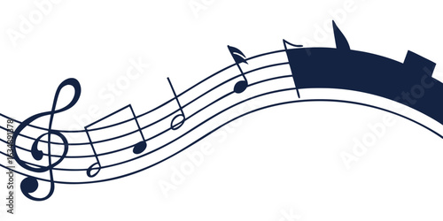 Elegant single continuous line drawing of a musical note with subtle color variations for artistic and creative projects