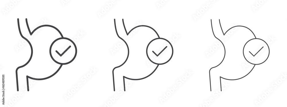 Obraz premium Good digestion icon in line art doodle style. Editable stroke outline sign, eps 10