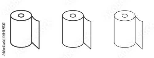 foil roll icon in line art doodle style. Editable stroke outline sign, eps 10