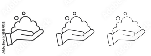 Foam icon in line art doodle style. Editable stroke outline sign, eps 10