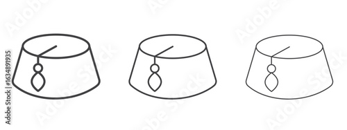 Fez hat icon in line art doodle style. Editable stroke outline sign, eps 10