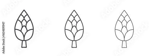 Fir cone icon in line art doodle style. Editable stroke outline sign, eps 10