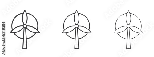 Eolic energy icon in line art doodle style. Editable stroke outline sign, eps 10