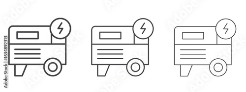 Electric generator icon in line art doodle style. Editable stroke outline sign, eps 10