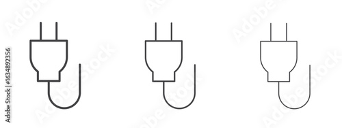 Electrical plug icon in line art doodle style. Editable stroke outline sign, eps 10