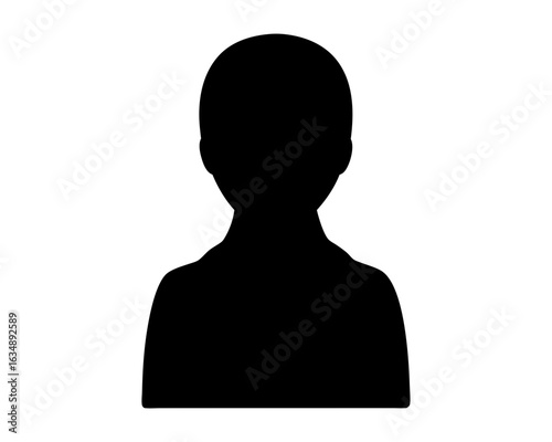 Silhouette of a person's upper body, head and shoulders isolated on white