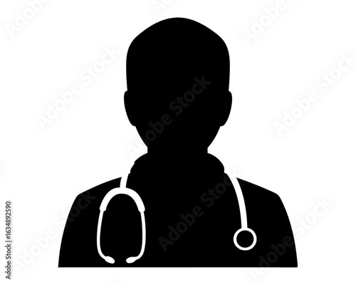 Silhouette of a doctor with stethoscope medical professional healthcare worker
