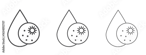 Dirty water drop icon in line art doodle style. Editable stroke outline sign, eps 10