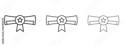 Diploma icon in line art doodle style. Editable stroke outline sign, eps 10