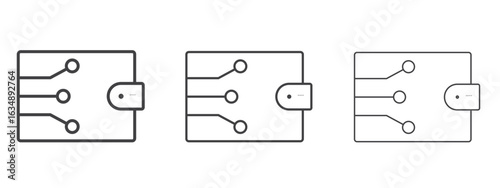 Digital wallet icon in line art doodle style. Editable stroke outline sign, eps 10