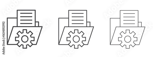 Data management icon in line art doodle style. Editable stroke outline sign, eps 10