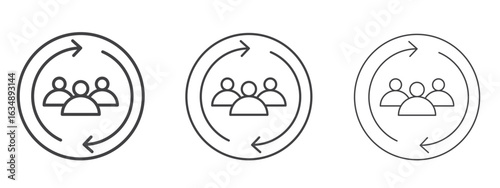 Customer retention icon in line art doodle style. Editable stroke outline sign, eps 10
