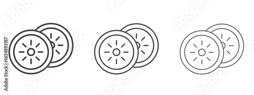 Cucumber slice icon in line art doodle style. Editable stroke outline sign, eps 10